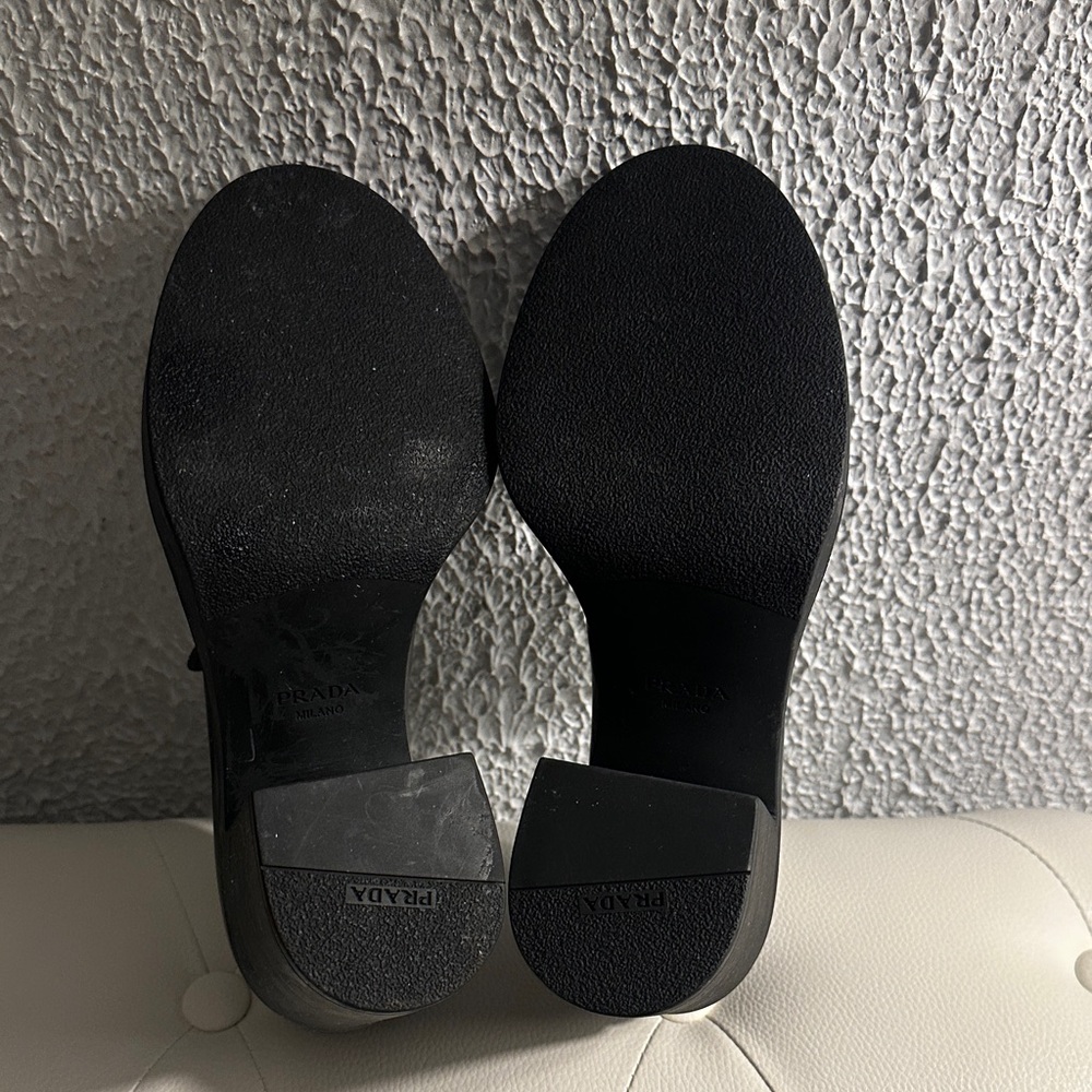 Prada Chocolate Platform, Triangle Logo Heeled Lo… - image 3